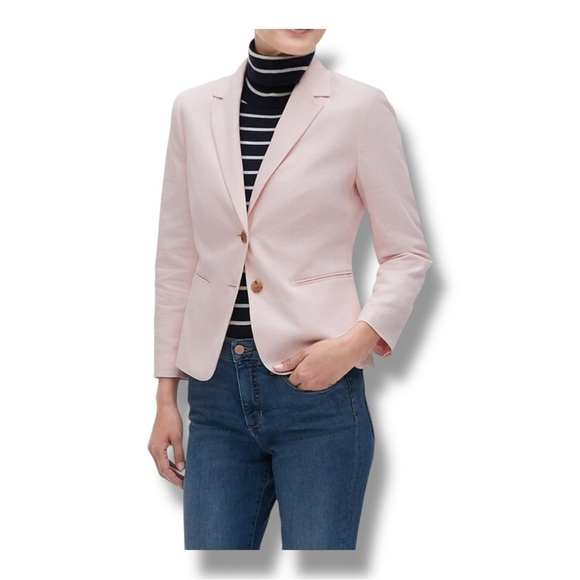 BANANA REPUBLIC Dusty Pink Linen Blazer 14 - Picture 2 of 5